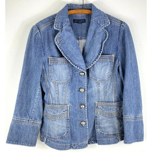 Women's Banana Republic Jean Jacket SZ 12 Dungaree Stretch Denim Blue Spring 05